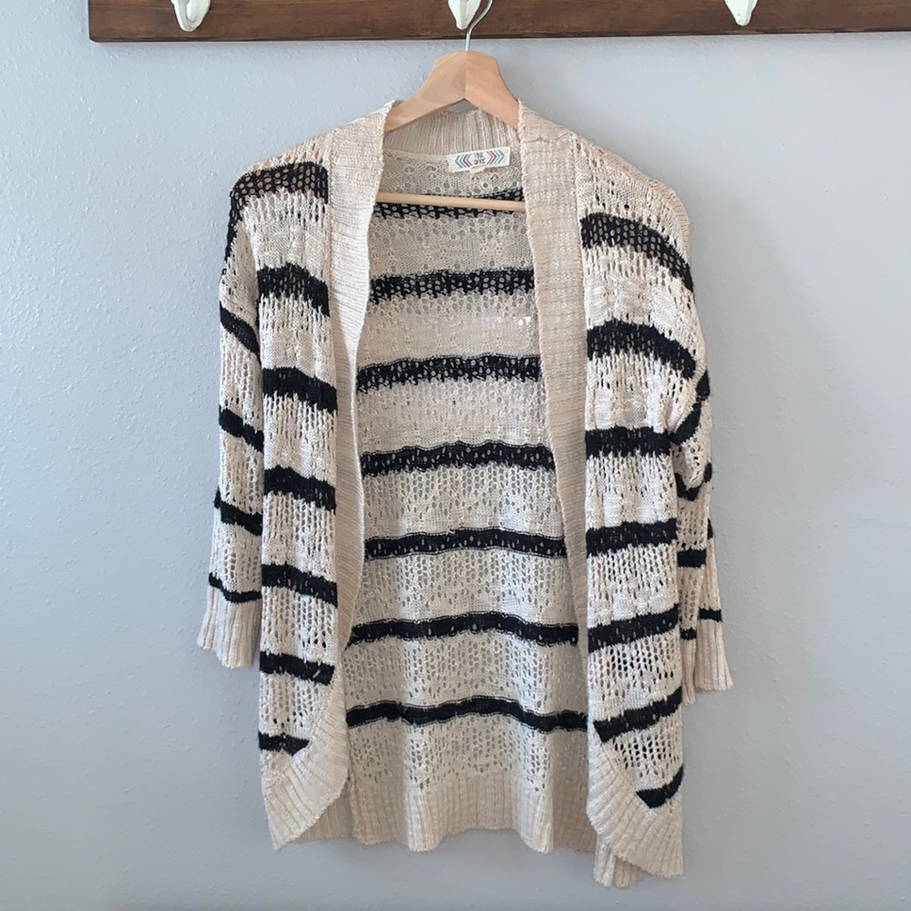 Cream and black striped cardigan